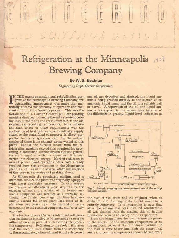 Brewery refrigeration history